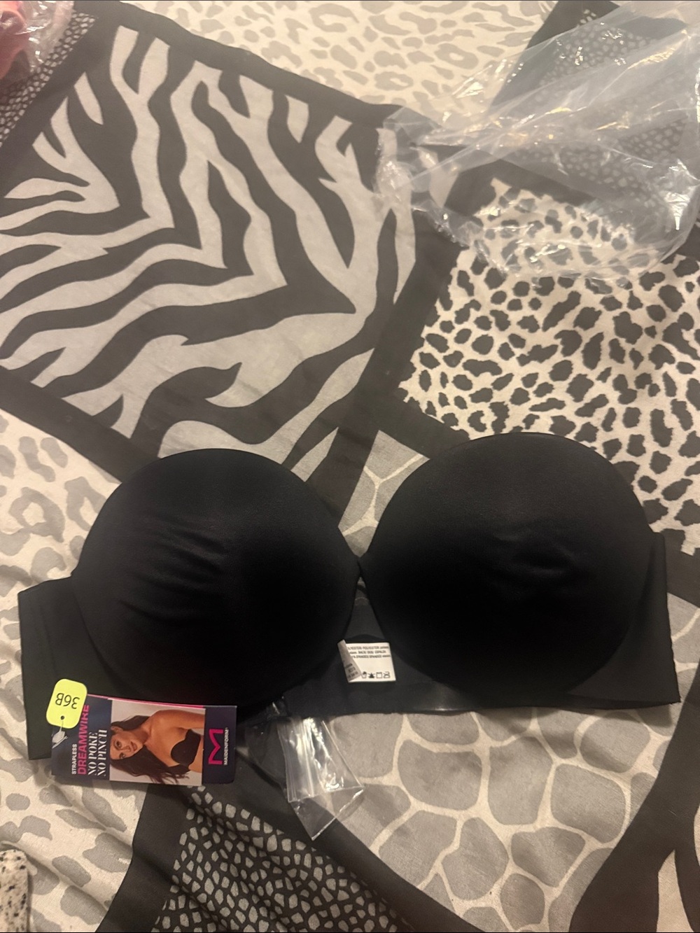 New Maidenform Strapless Black Bandeau Bra 36B